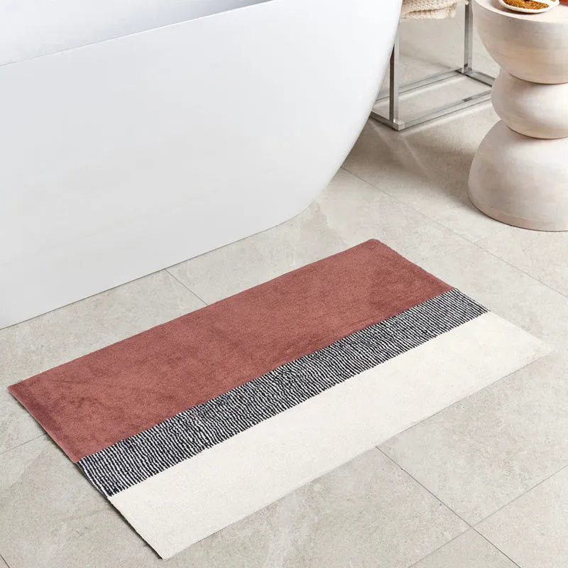 Trenora Cotton Bath Mat - Pink & White media 3
