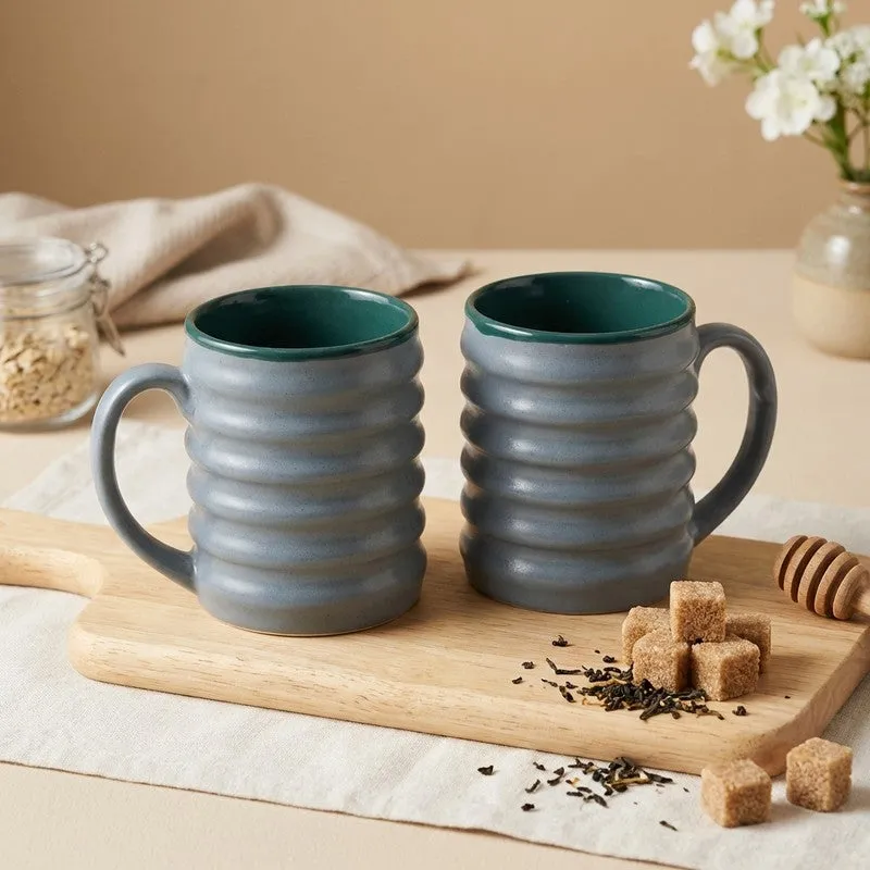Calm Ceramic Coffee Mug (260 mL Each) - Set Of Two media 1