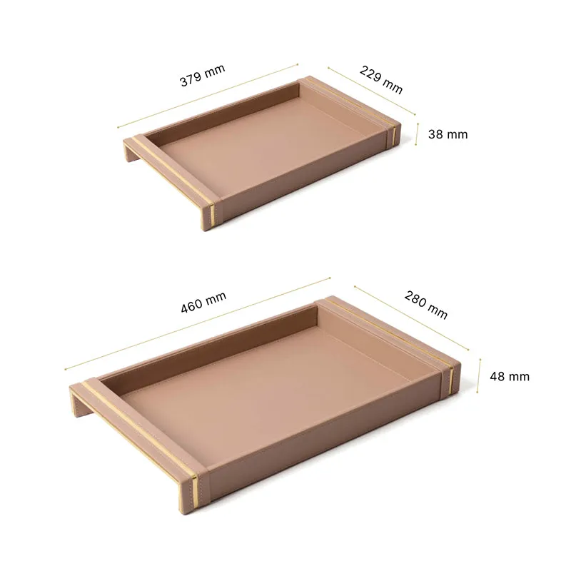 Ceastra Faux Leather Serving Tray - Beige media 8