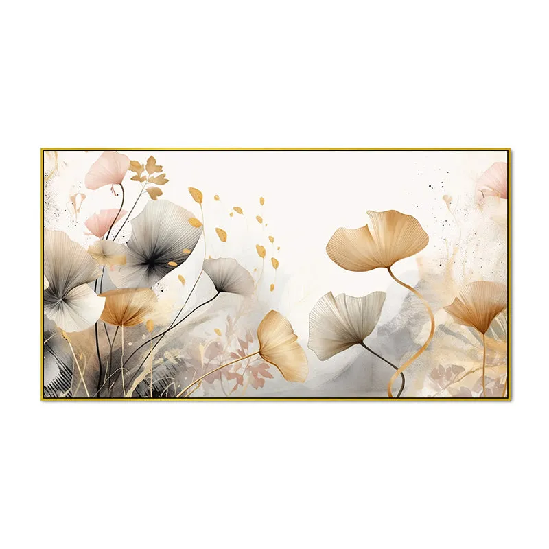 Golden Age Of Autumn Floral Canvas Wall Painting With Frame - Gold media 5