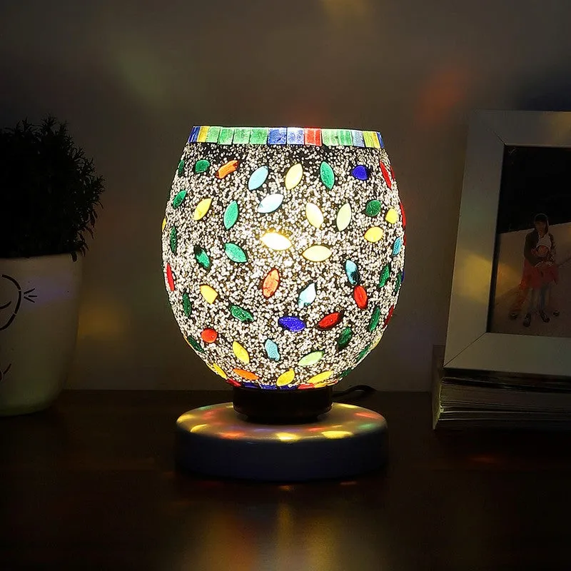 Celesta Mosaic Glass Table Lamp With Wooden Base - Multicolor media 3