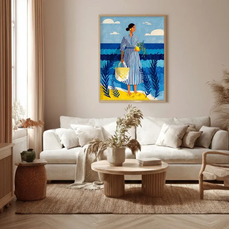 Golden Sand Canvas Wall Painting - Brown Frame media 5