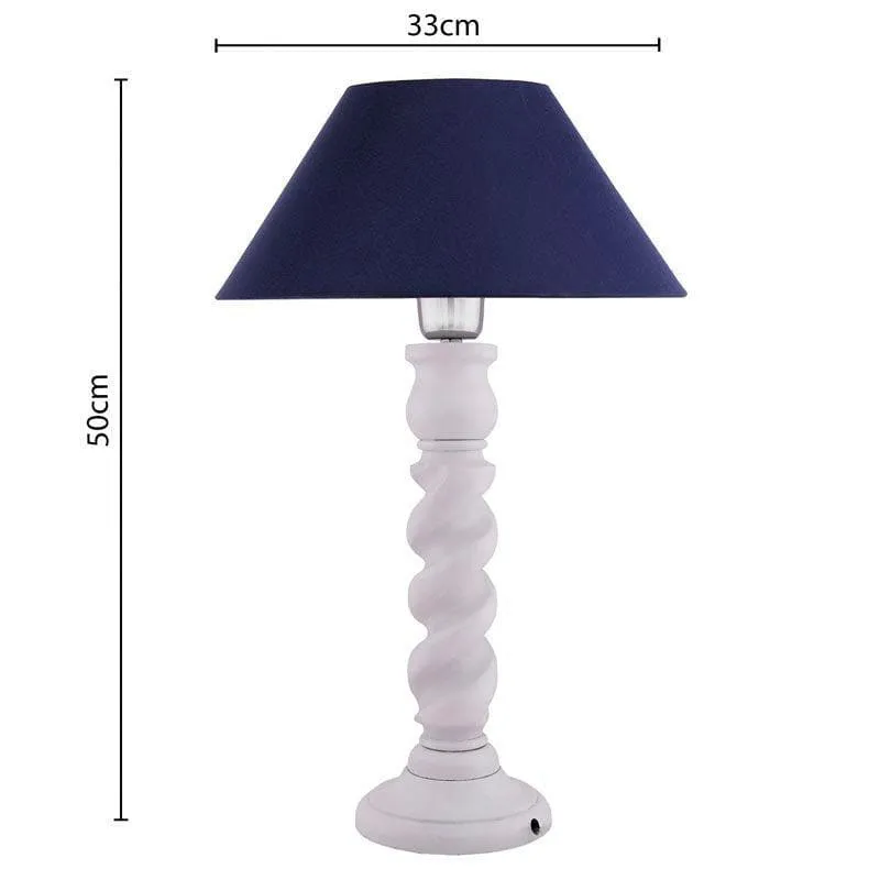 Serenity Shade Fabric Table Lamp - White,Blue media 5