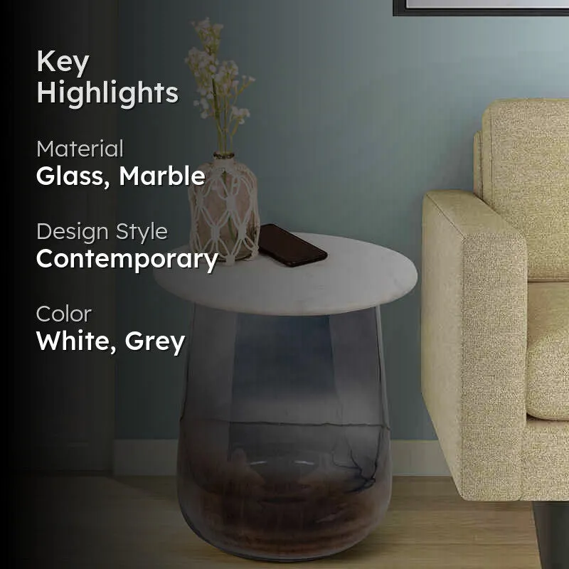 Crystena Marble & Glass Side Table - Grey media 2