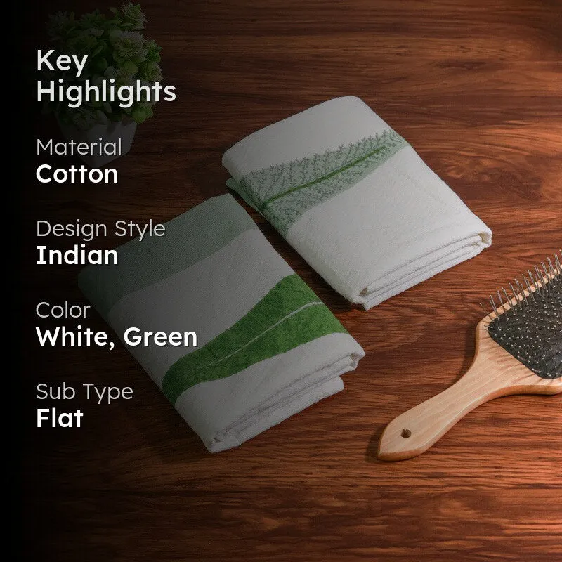 Palm Whisper Cotton Hand Towel (Green) - Set Of Two media 2