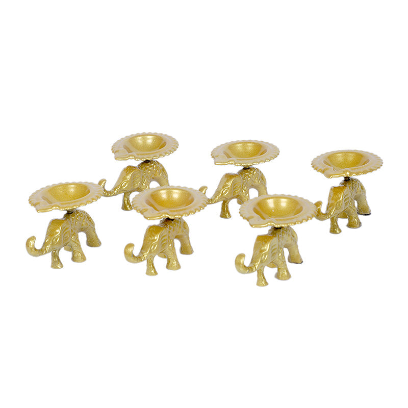 Elephant Iron Diyas - Set Of Six media 4