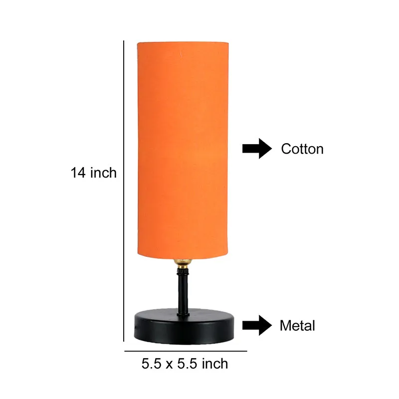 Hisha Metal Wooden Table Lamp - Orange,Black media 3