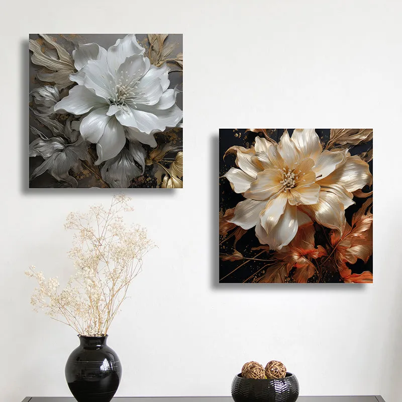 Luminous Flower Canvas Wall Art - Set Of Two media 1