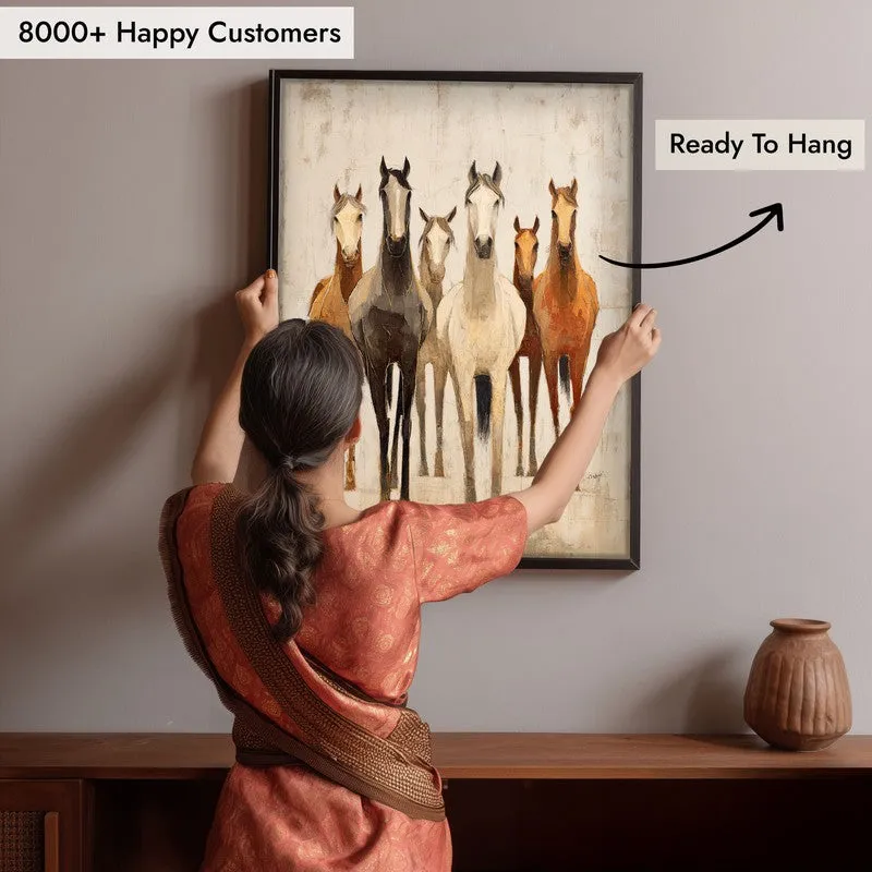 Dynamic Horse Wall Painting With Black Frame media 8