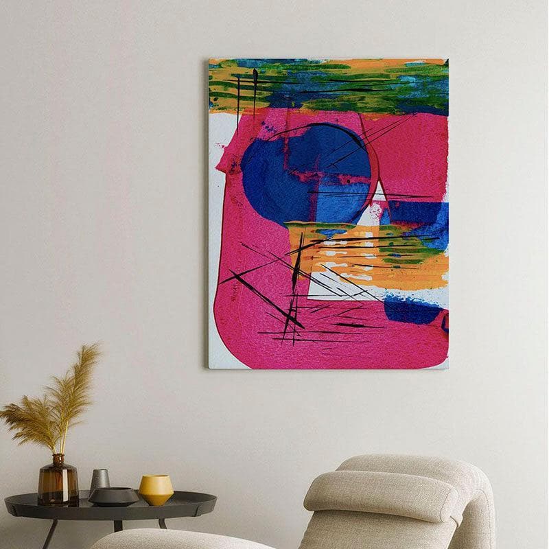 Multi-hued Contemporary Canvas Painting - Gallery Wrap