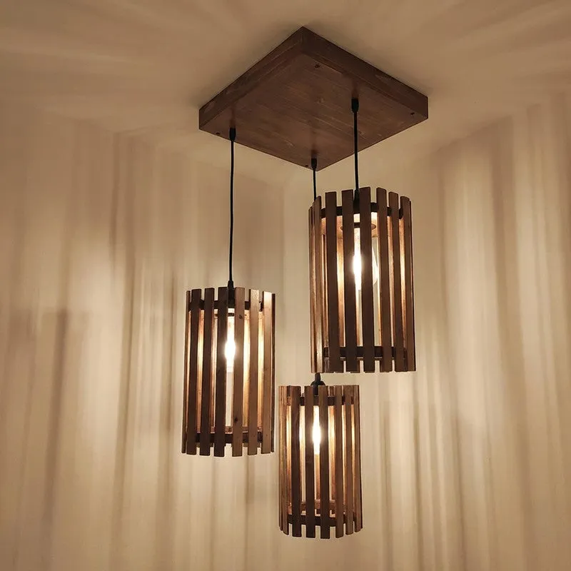 CageGlow Wooden Ceiling Lamp - Brown media 6