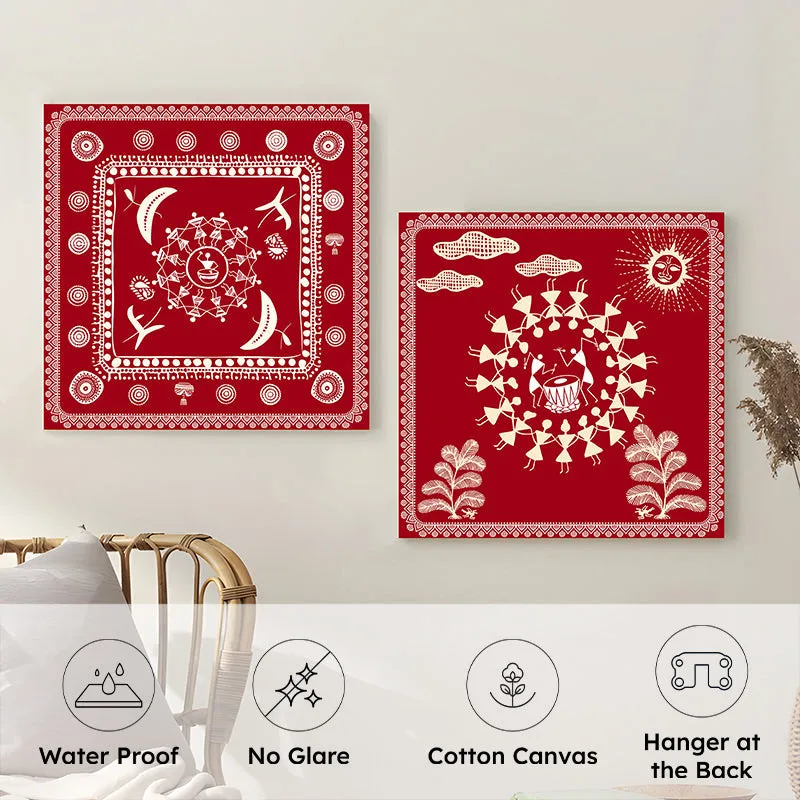 Warli Motif I Wall Art - Set Of Two media 7