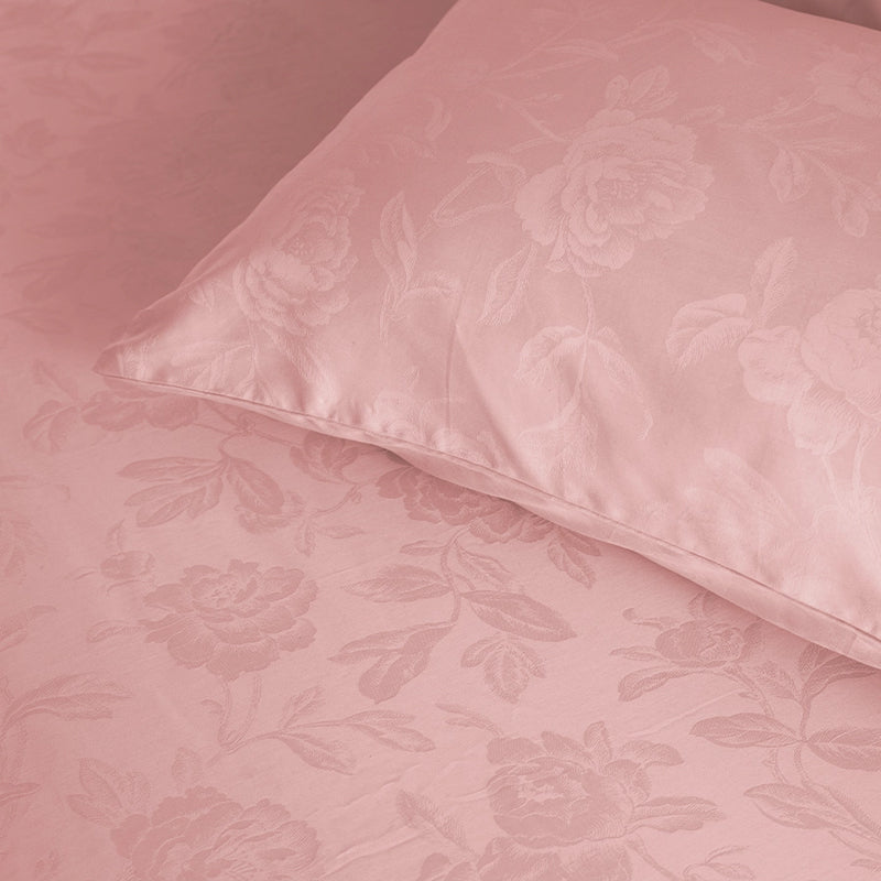 Blooming Rose Fitted Jacquard Cotton Bedsheet (Cameo Rose) - 300 TC media 7