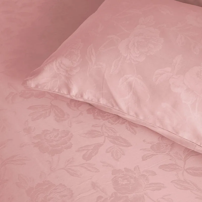 Blooming Rose Fitted Jacquard Cotton Bedsheet (Cameo Rose) - 300 TC media 7