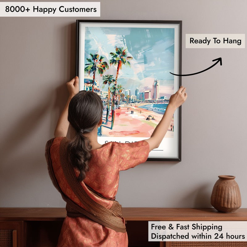 Vintage San Diego Framed Canvas Wall Painting media 6