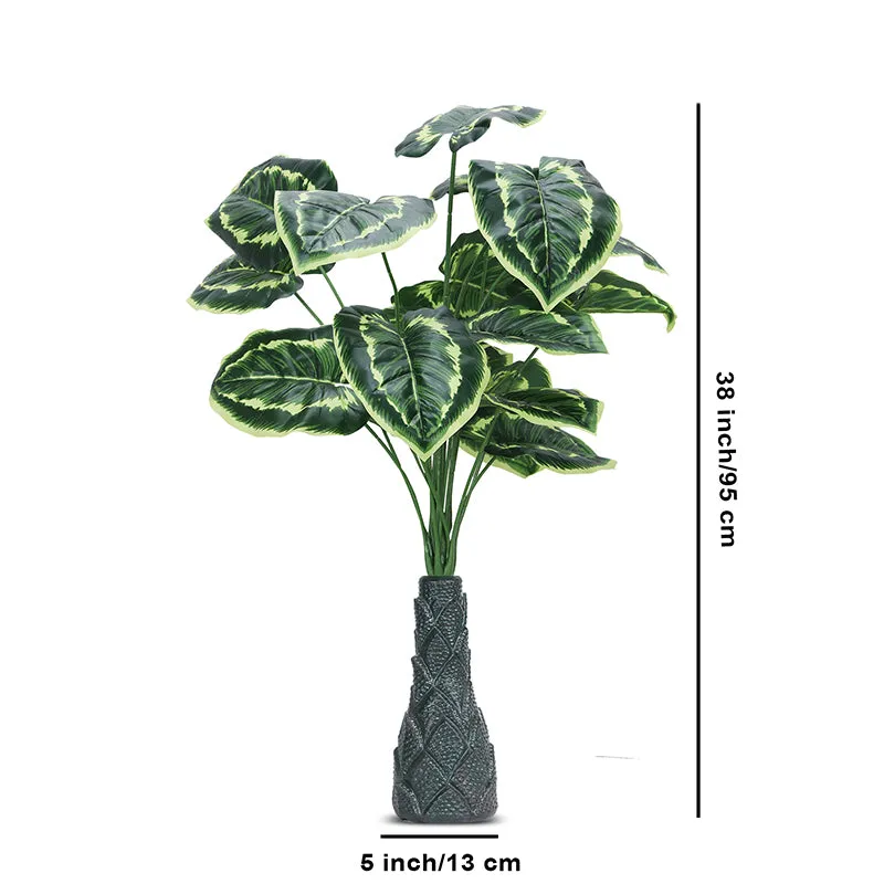 Infinita Artificial Money Plant III With Black Plastic Pot (Yellow,Dark Green) - 3 Feet media 5