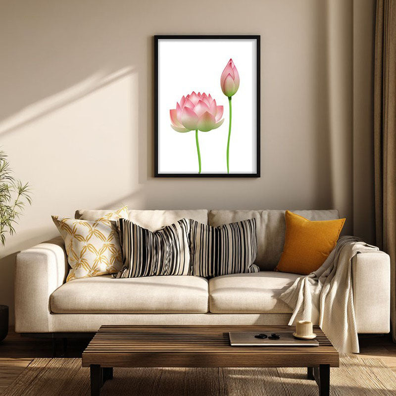 Faded Lotus Archival Paper Wall Art With Frame