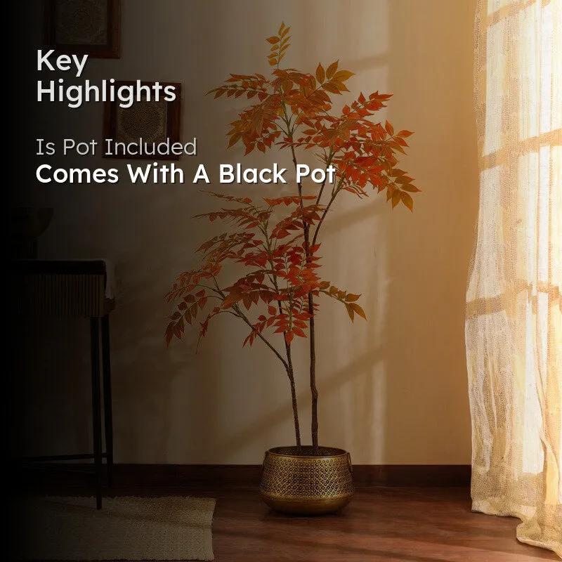 Luviro Bushy Artificial Sumac Plant With Black Plastic Pot 5 ft media 2