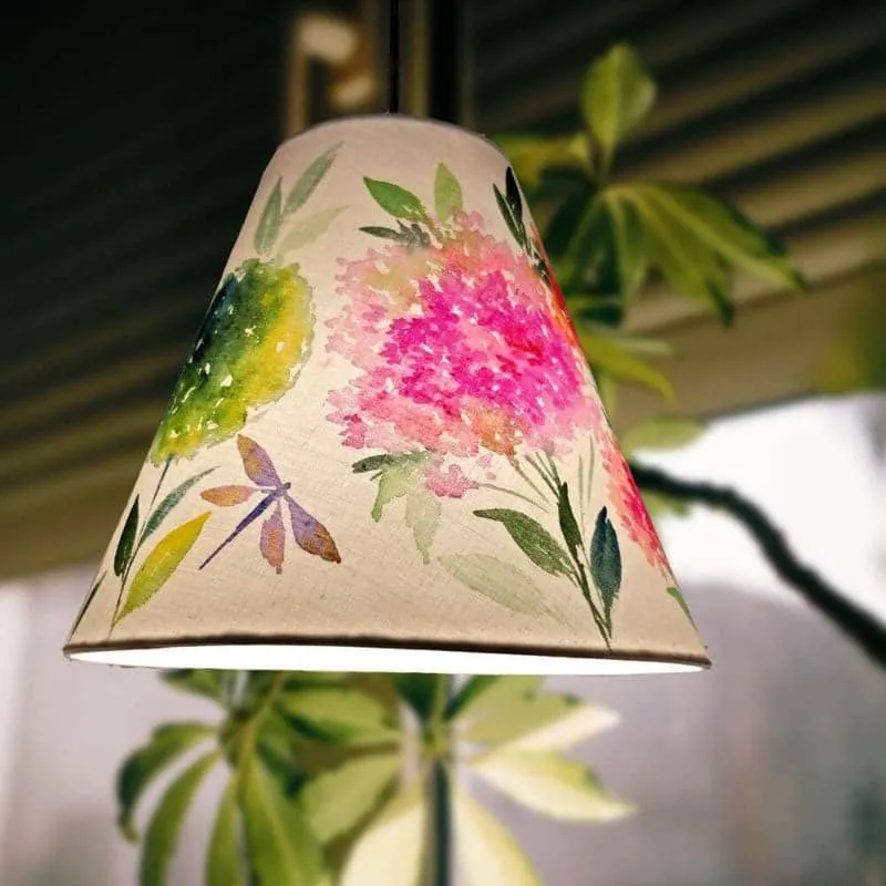 Nesa Gardenia Cone Handpainted Fabric Ceiling Lamp media 1