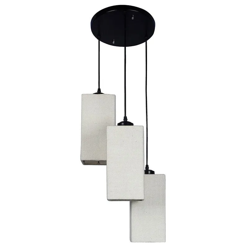 Warm Ivory Triple Metal Ceiling Lamp - Off White media 5