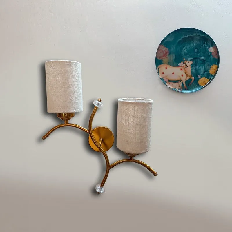 LumiBranch Dual Jute Wall Lamp - Beige & Gold media 3