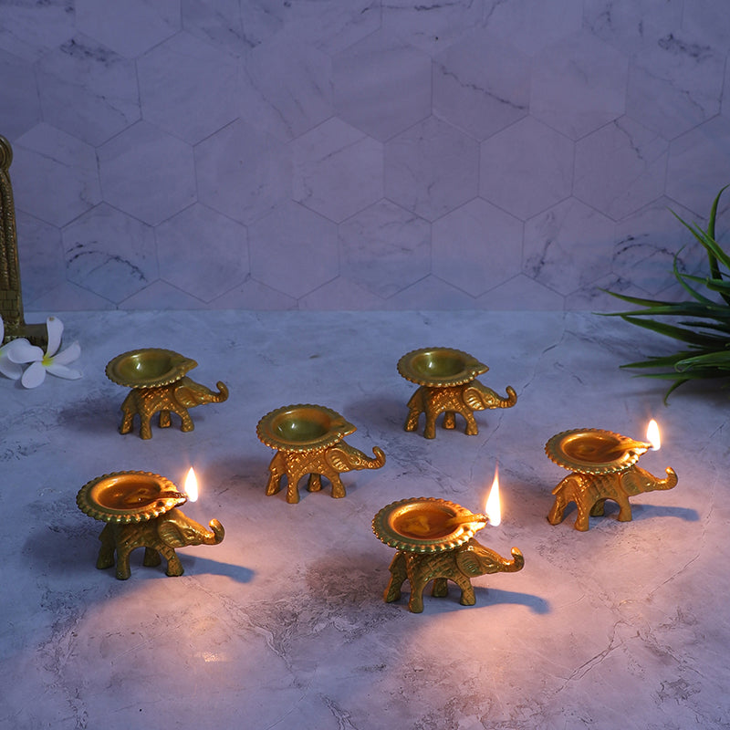 Elephant Iron Diyas - Set Of Six media 6
