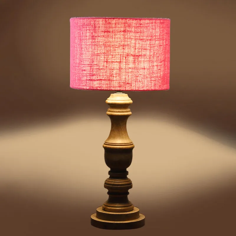 Sienna I Carve Wooden Table Lamp - Pink,Brown media 5