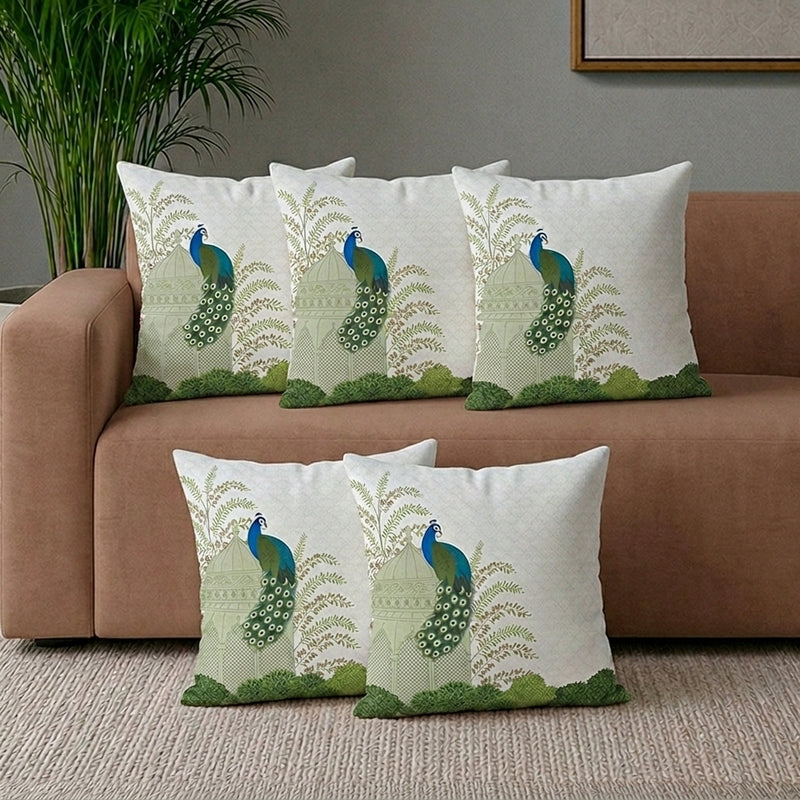 Sufi Garden Velvet Cushion Cover Set - Set Of Five - 16 x 16 inches