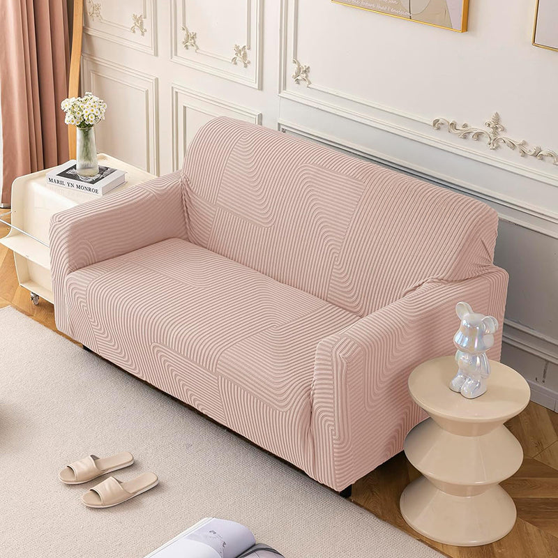 Sofique Jacquard Sofa Cover - Pink media 4