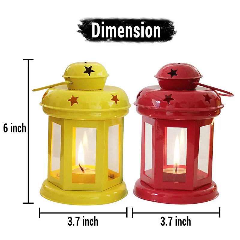 Vaira Lantern Tealight Candle Holder (Red & Yellow) - Set Of Two media 4