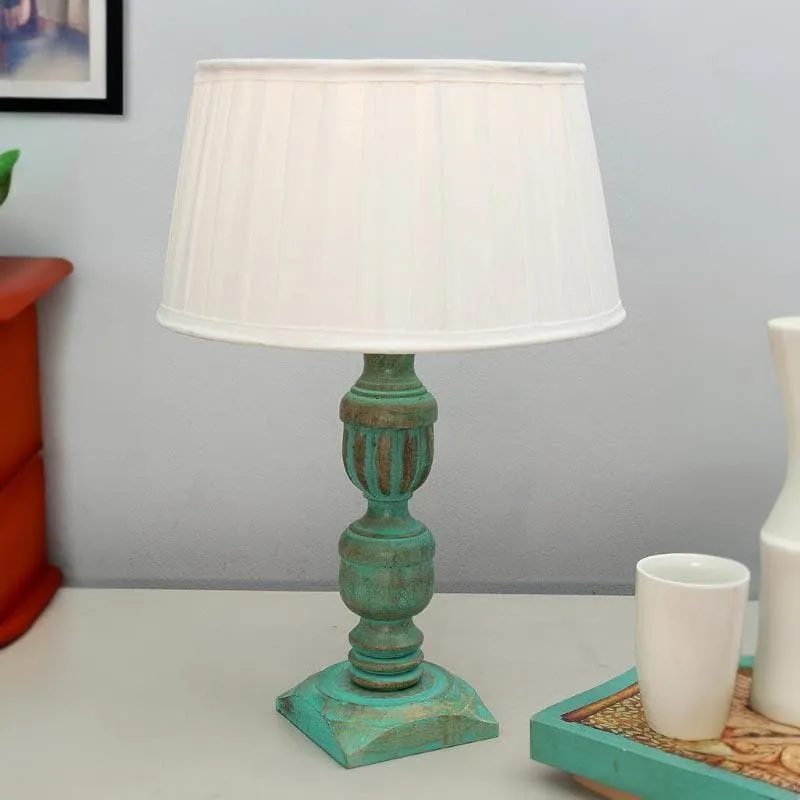 Earthine Fabric Table Lamp - White,Blue media 3