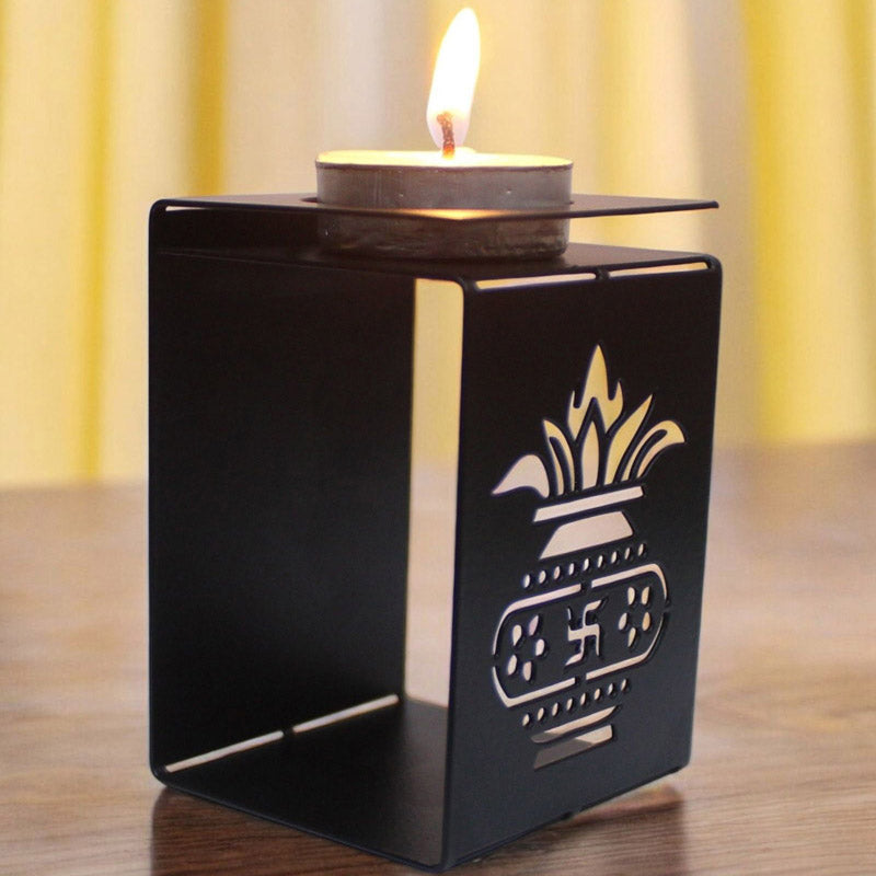 Swastika Kalash Tealight Candle Holder - Set Of Two