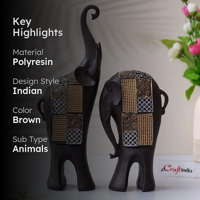 Abstract Elephant Showpiece - Set Of Two media 2
