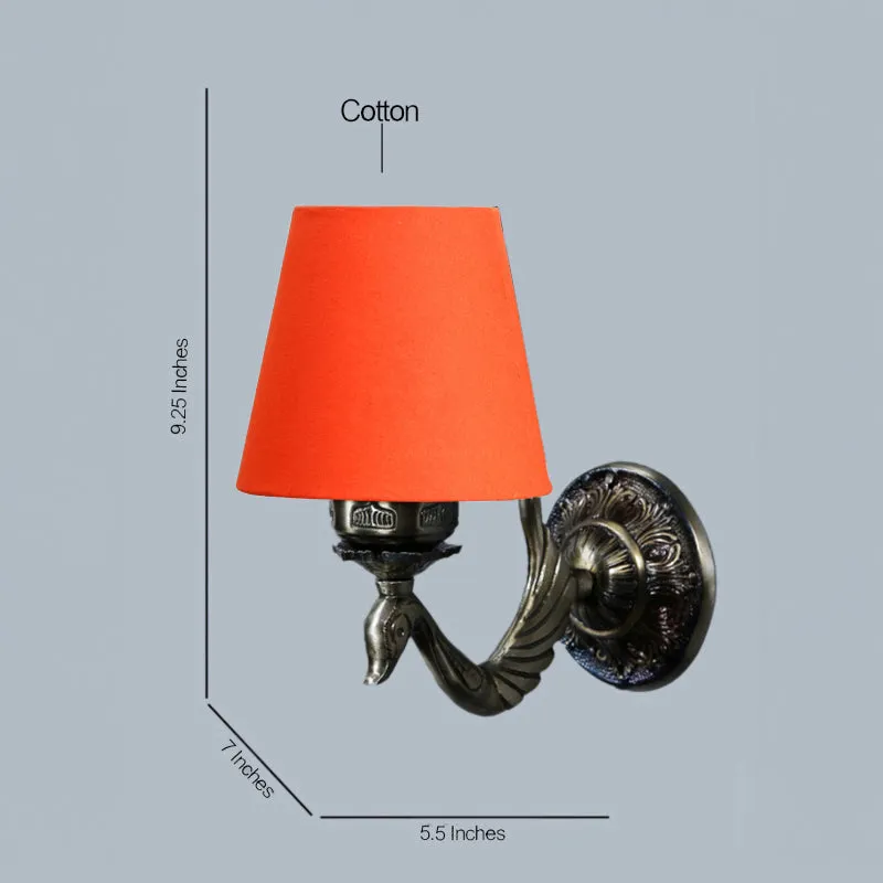 Amro Retro Conical Fabric & Metal Wall Lamp - Orange media 4