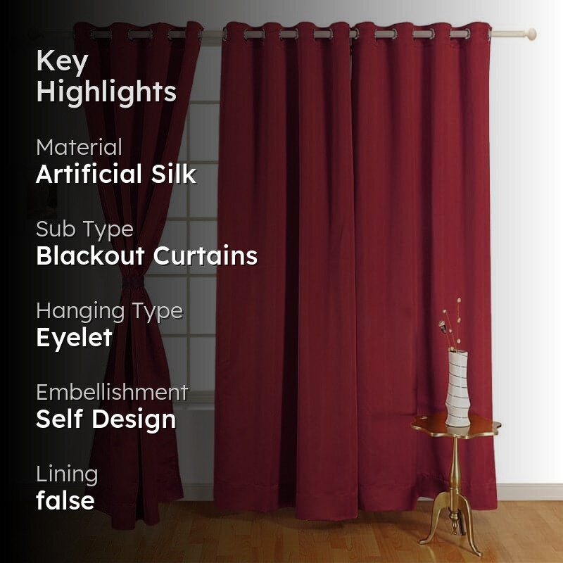 Swayam Rubeena Solid Curtain - Maroon media 2