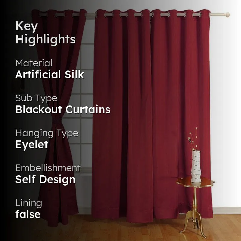 Swayam Rubeena Solid Curtain - Maroon media 2