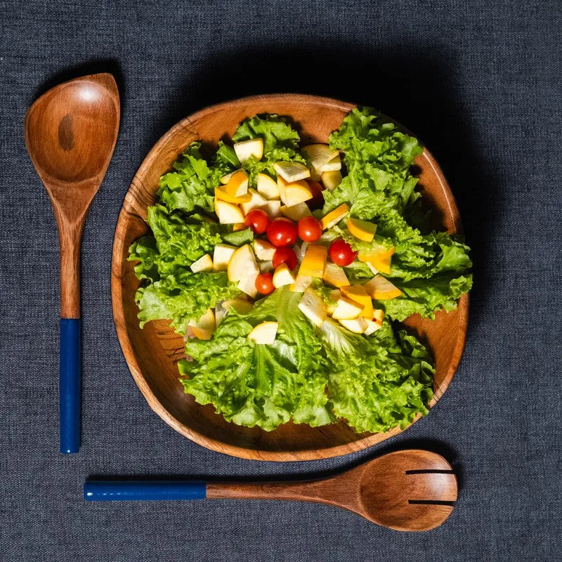 Azure Wood Salad Bowl with Serving Spoons (1000 mL) - Three Piece Set media 4