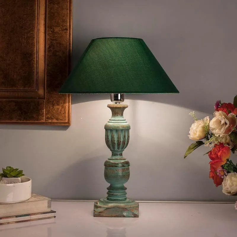 Fionna Carved Fabric Table Lamp - Green media 3