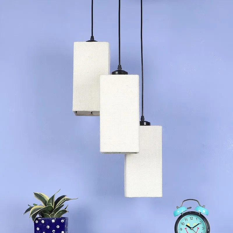 Warm Ivory Triple Metal Ceiling Lamp - Off White media 4