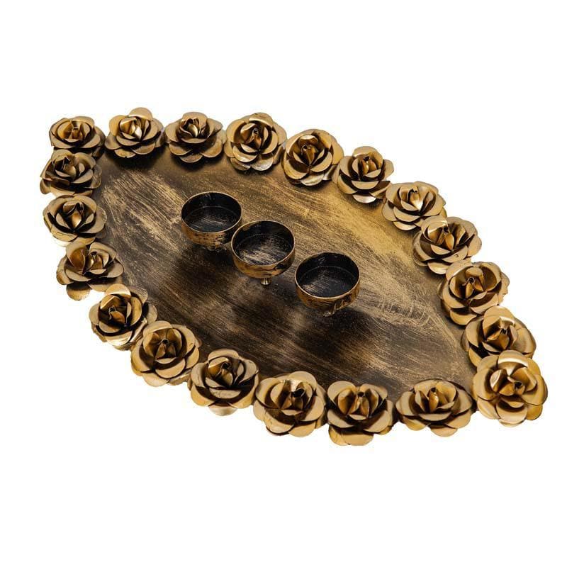 Antique Pooja Thali With Diya Holder media 3
