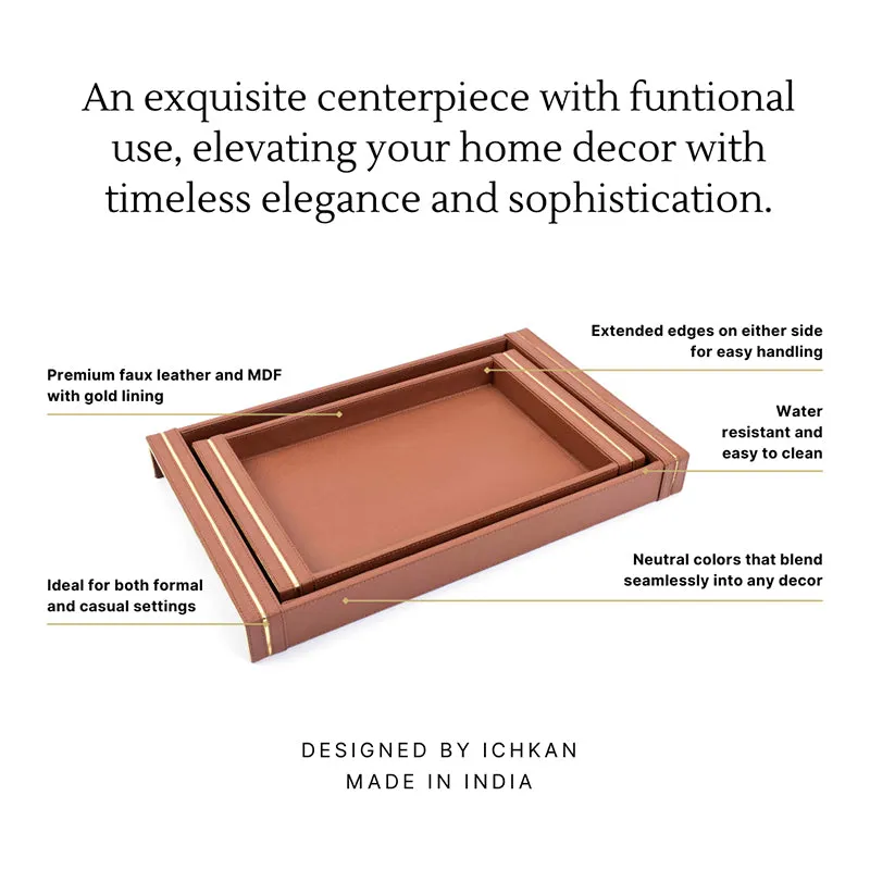 Ceastra Faux Leather Serving Tray - Brown media 7