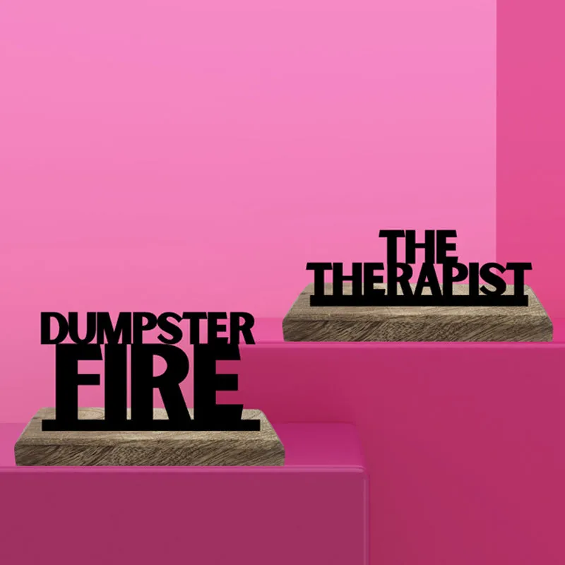 Dumpster Fire Typography Showpiece - Set Of Two media 3