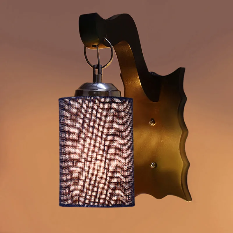 Delphi Jute & Wooden Wall Lamp - Blue media 5