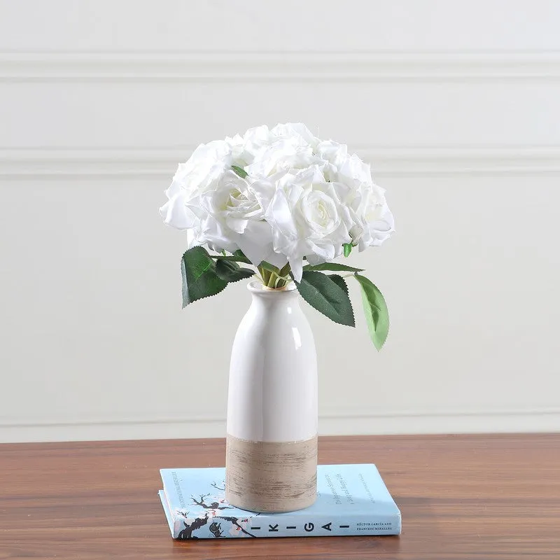 Aurielle Rose Fabric Artificial Flower - White media 1
