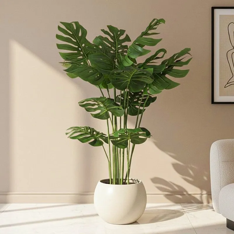 Monista Artificial Monstera With Black Plastic Pot - 4 Feet media 1