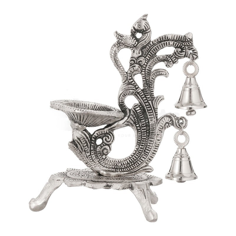 Chandrika Metal Diya with Bells - Set Of Two image 5