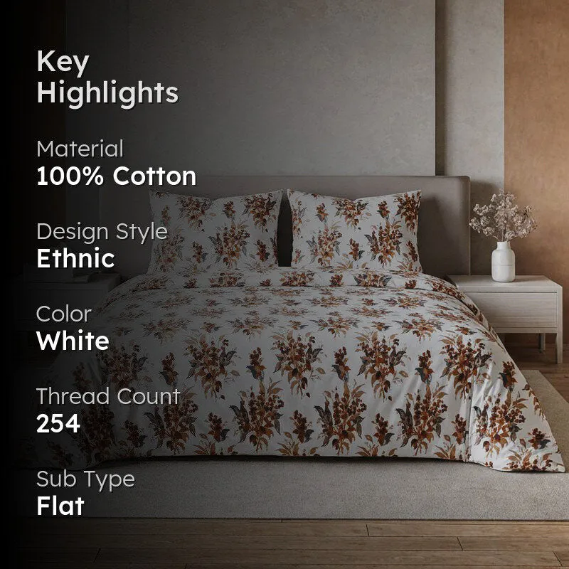 Agala Snapdragon Cotton Bedsheet (Brown) - 254 TC media 2
