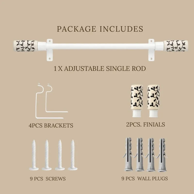 Coraline Extendable 1" Single Curtain Rods With Round Finial & Brackets media 6