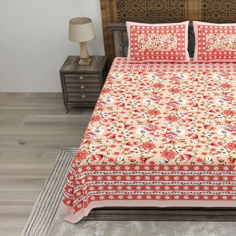 Artum Cotton Bedsheet (Orange,Peach) - 240 TC media 3