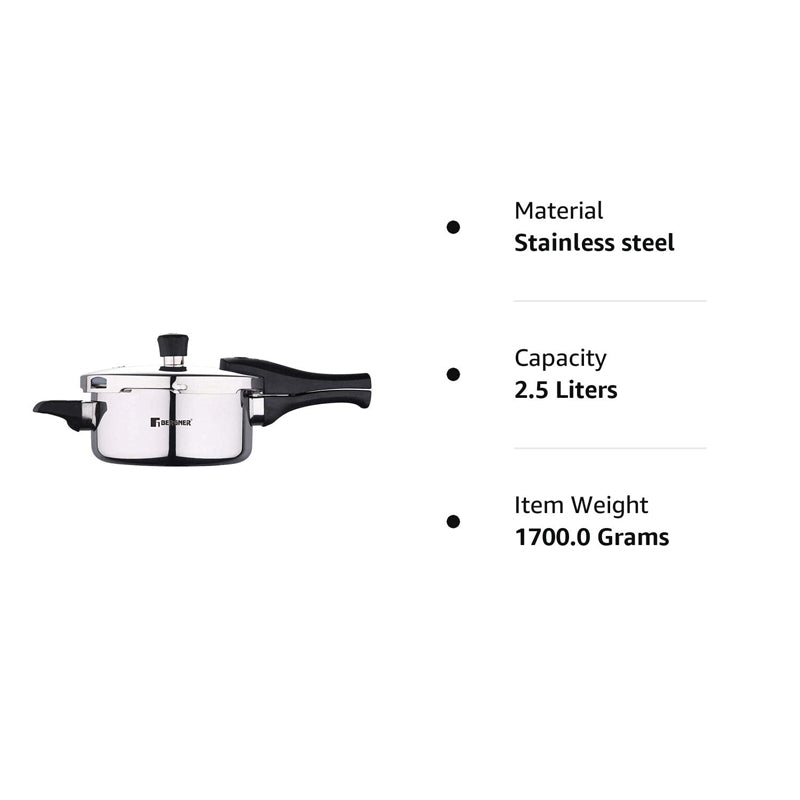 Bergner Argent Triply Pressure Cooker With Outer Lid - 2500 mL media 3